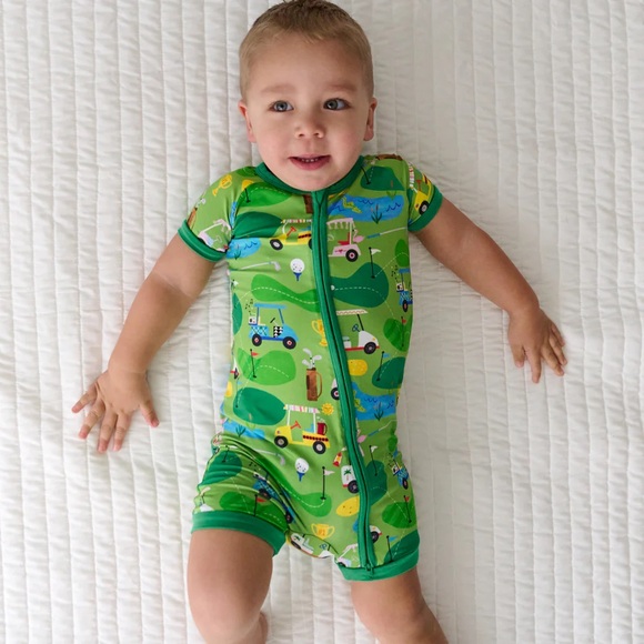 Little Sleepies Green Golf Print One Piece - Picture 1 of 5